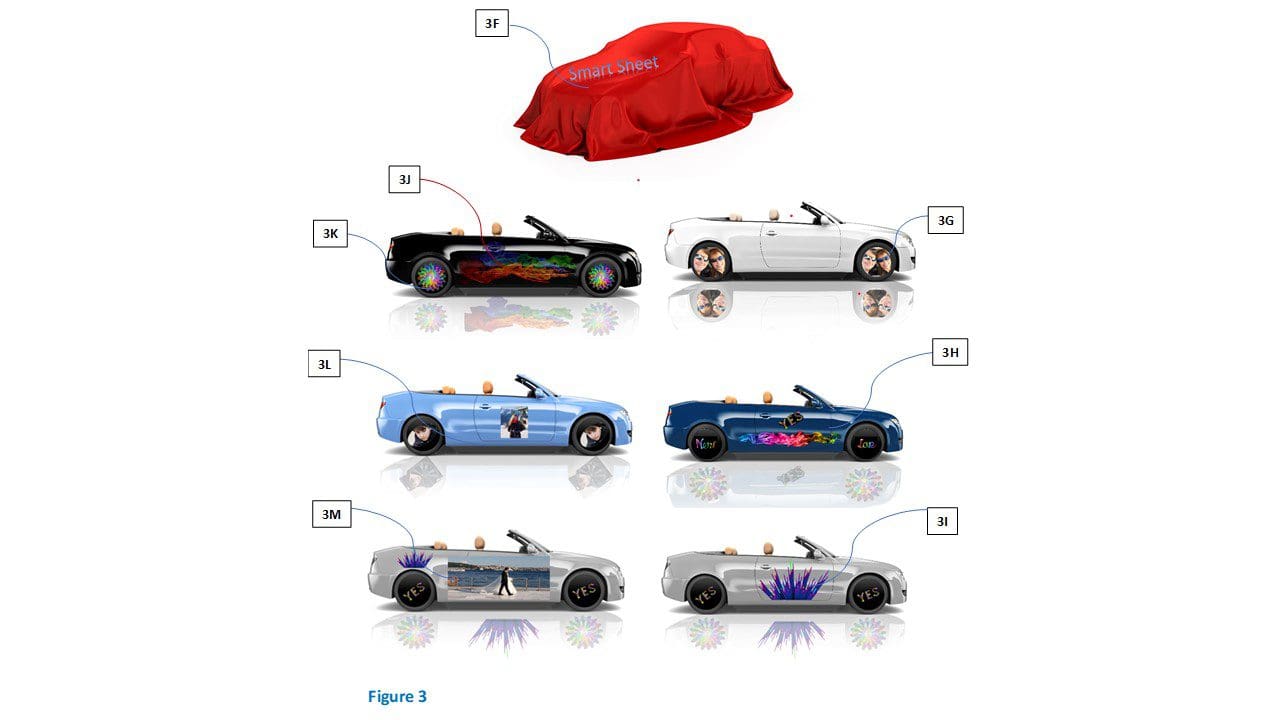 A bunch of different cars with umbrellas on them